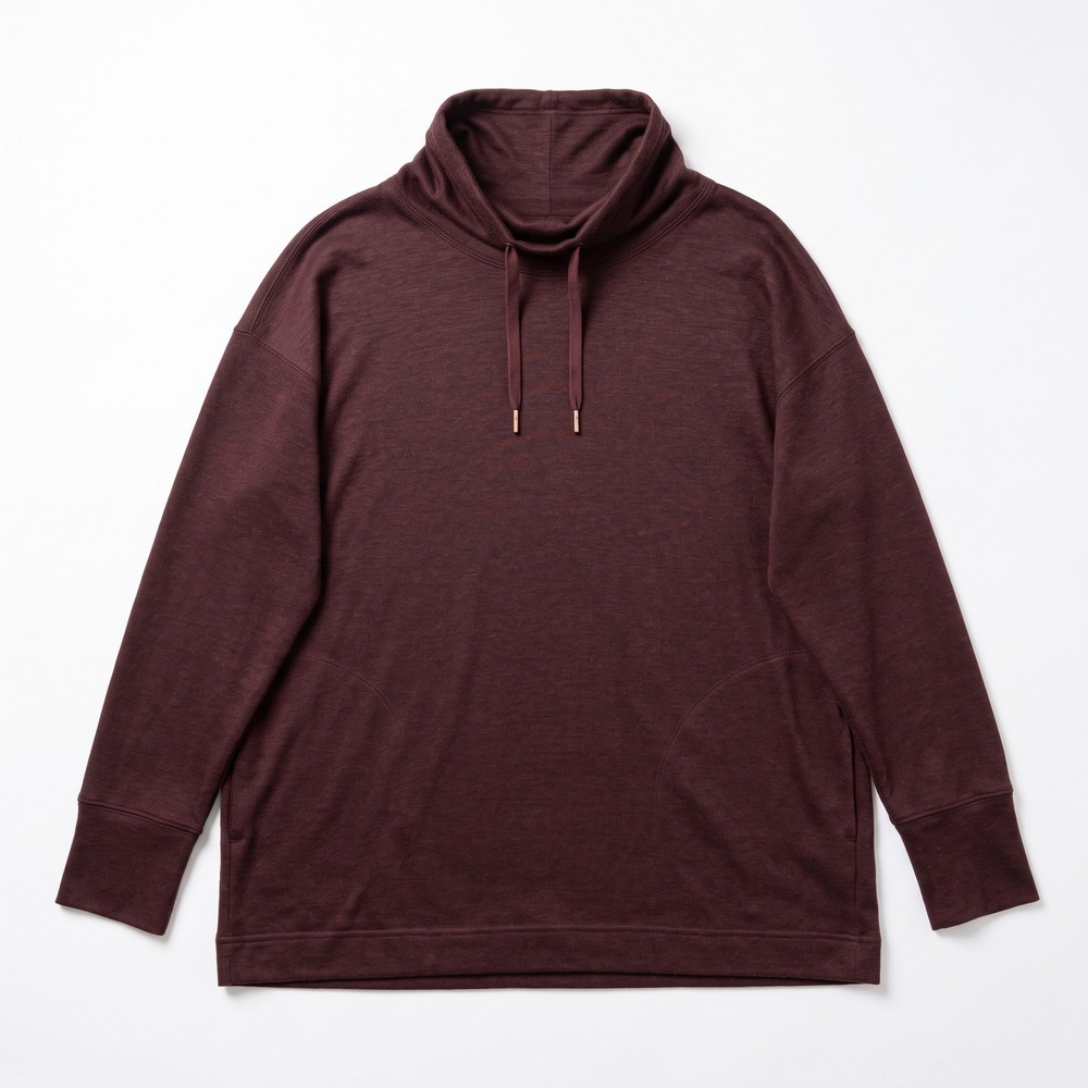 Old Navy Active Womens M Burgundy Cowl Neck Drawstring Pullover Athleisure Cozy